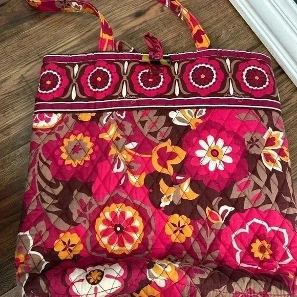 Vera Bradley Berry Red Brown Floral Bag - Picture 2 of 5